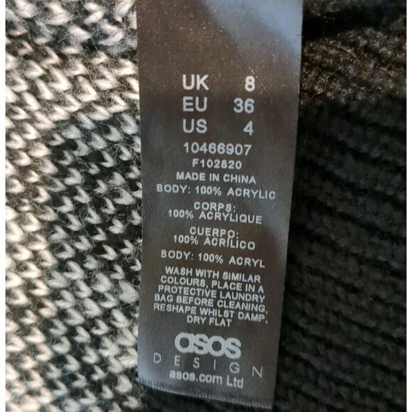 Asos Design Cozy Women's 4 Small Black White Oversized Chunky Crewneck Sweater - Picture 5 of 9